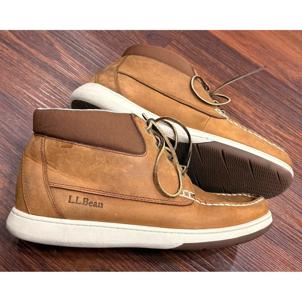 LL Bean Signature Boots Mens Size 12 M Brown Leather Chukka Style 290551